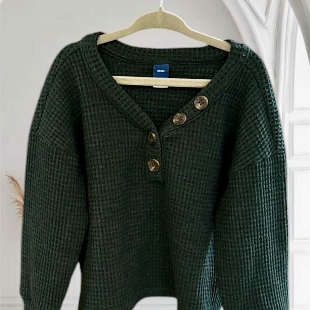 Old Navy Girl Dark Green Button-Up Sweater